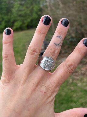 Silver Floral Spoon Ring